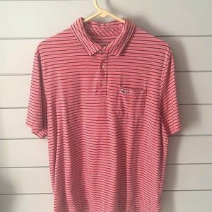 Vineyard Vines Edgartown Polo. Men’s Large. Red and Navy Striped.